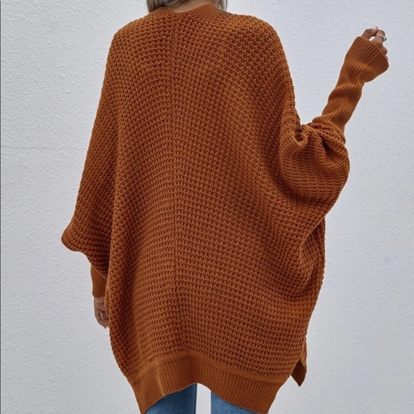 Boho knit batwing sleeve open cardigan dark green - Picture 4 of 16